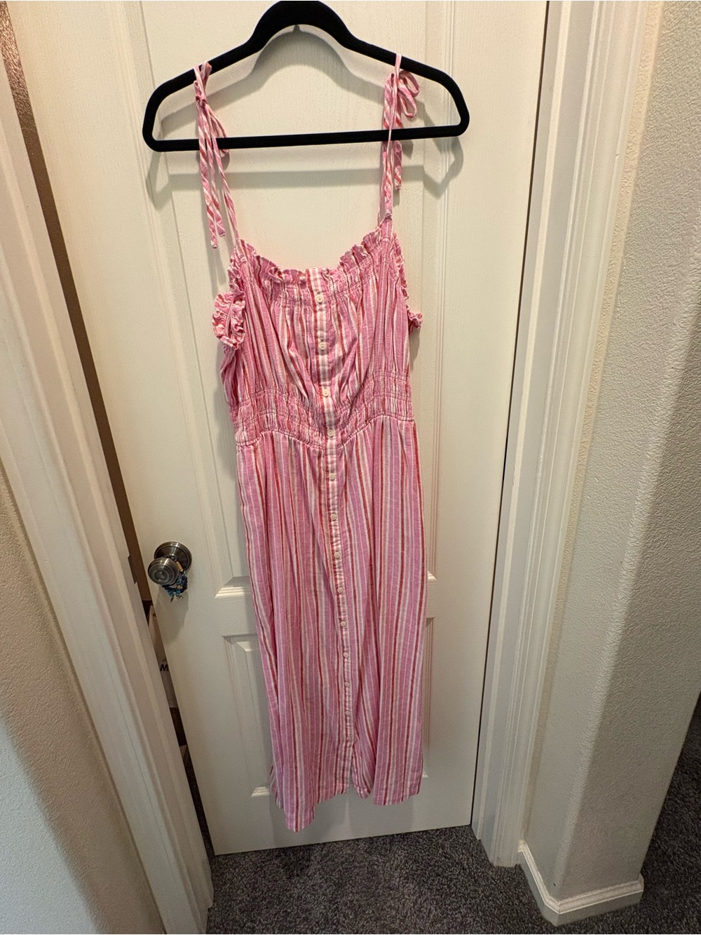 Pink Striped Button-Front Sundress XXL
